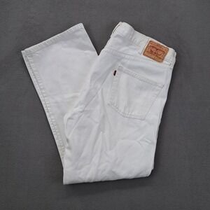 Levi 501 White Denim Jeans Men's 42x31 Straight Leg Cotton Made in Mexico